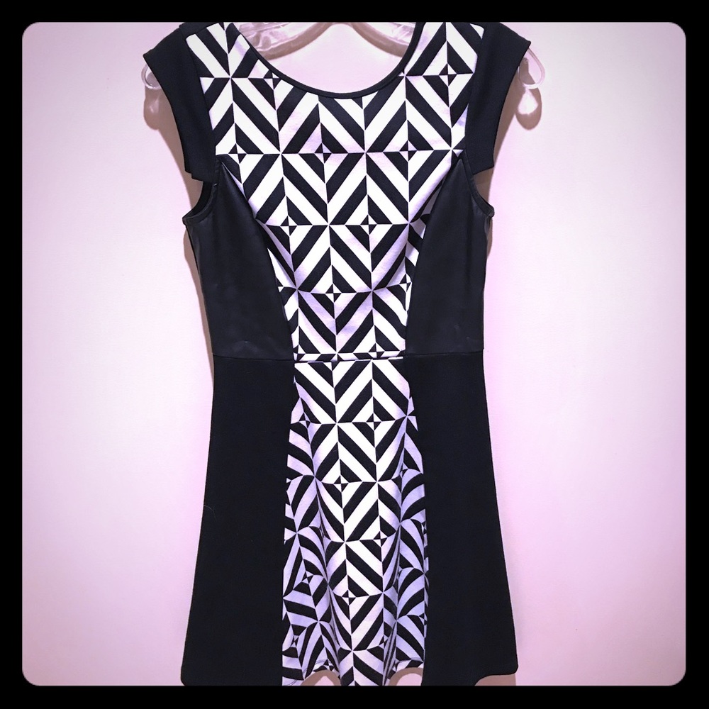 Half leather black and white dress